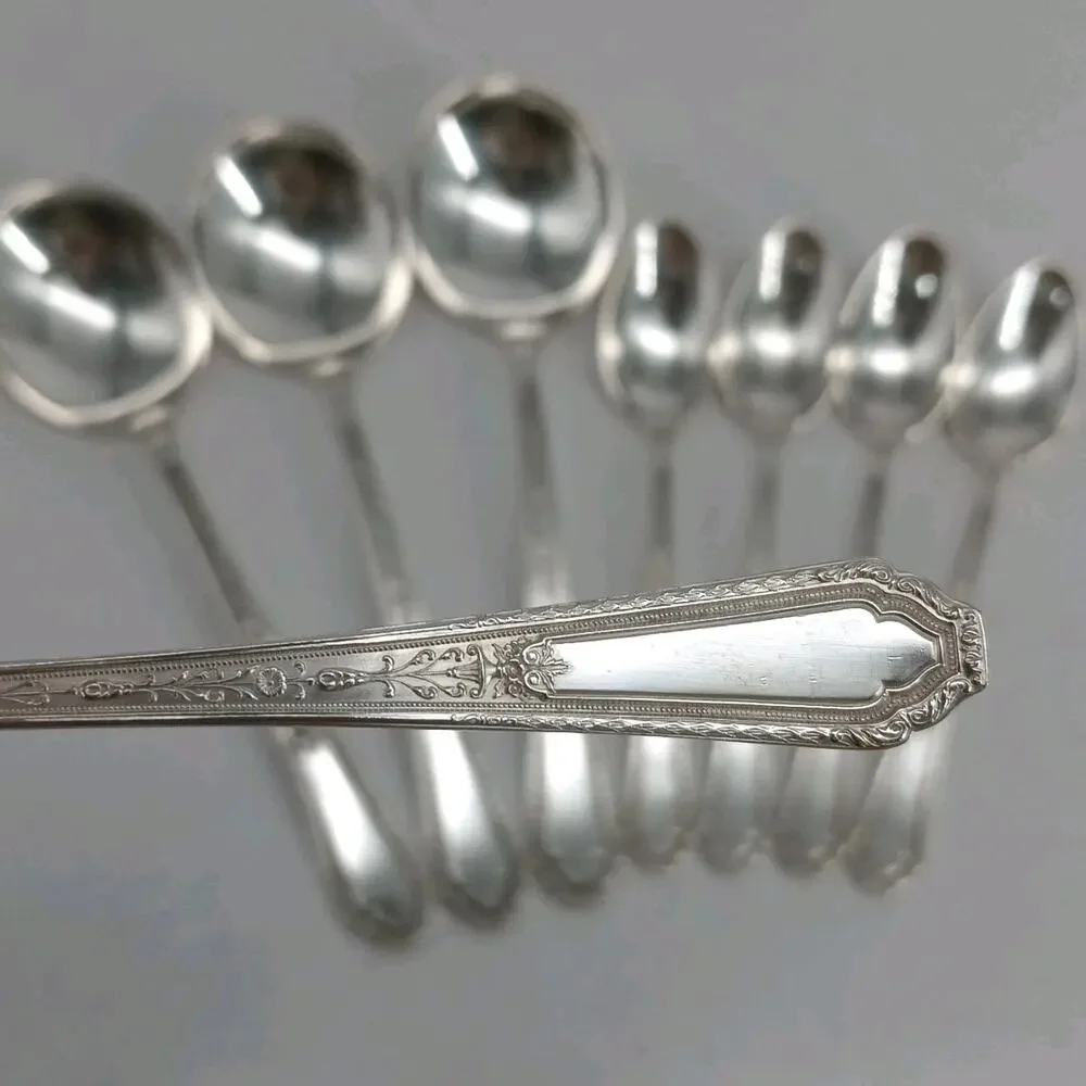 8X SS ROGERS Extra Plate SilverPlate CHALFONTE Soup Spoons Demitasse Flatware